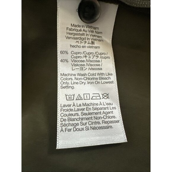 Madewell Brushed Ruched Top Sz 14 Green Long Sleeve Cupro V-Neck Earthy Olive - Picture 11 of 12